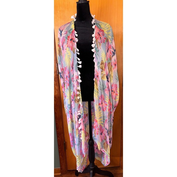 Subtle Luxury Accessories - Pool to Party by Subtle Luxury Floral Halter Neck‎ Kimono Cover Up One Size